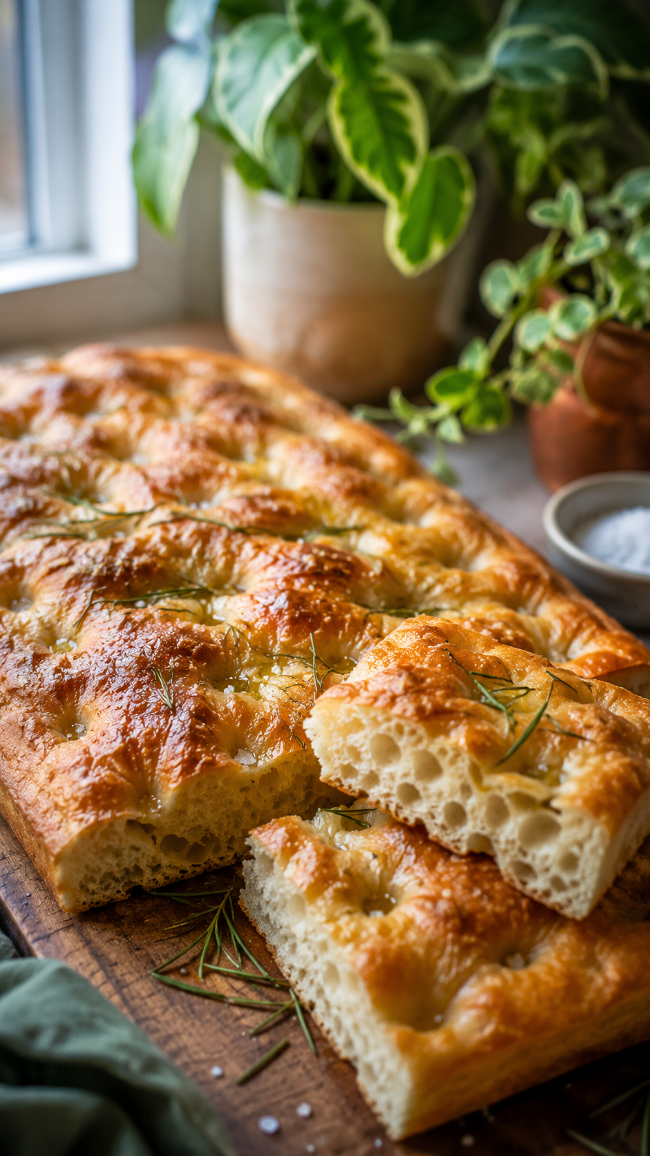 Sourdough Focaccia Recipe With Crispy Edges and Golden Olive Oil Flavor!
