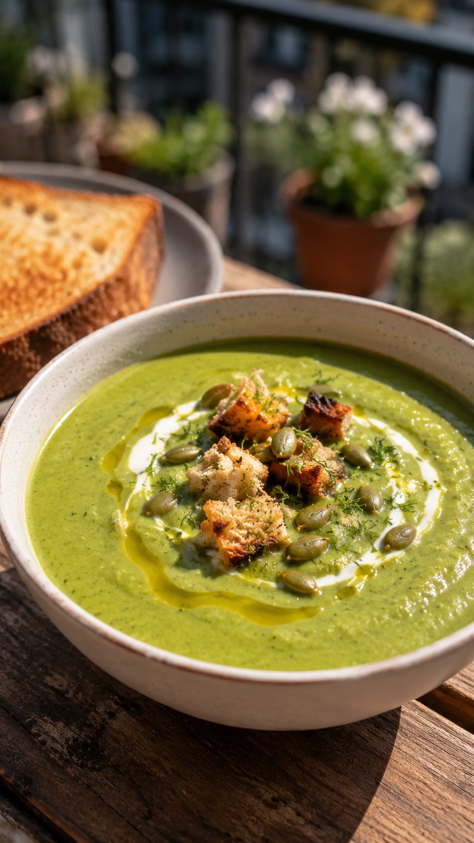 Green Goddess Soup With Spinach, Herbs, and Lemon!!