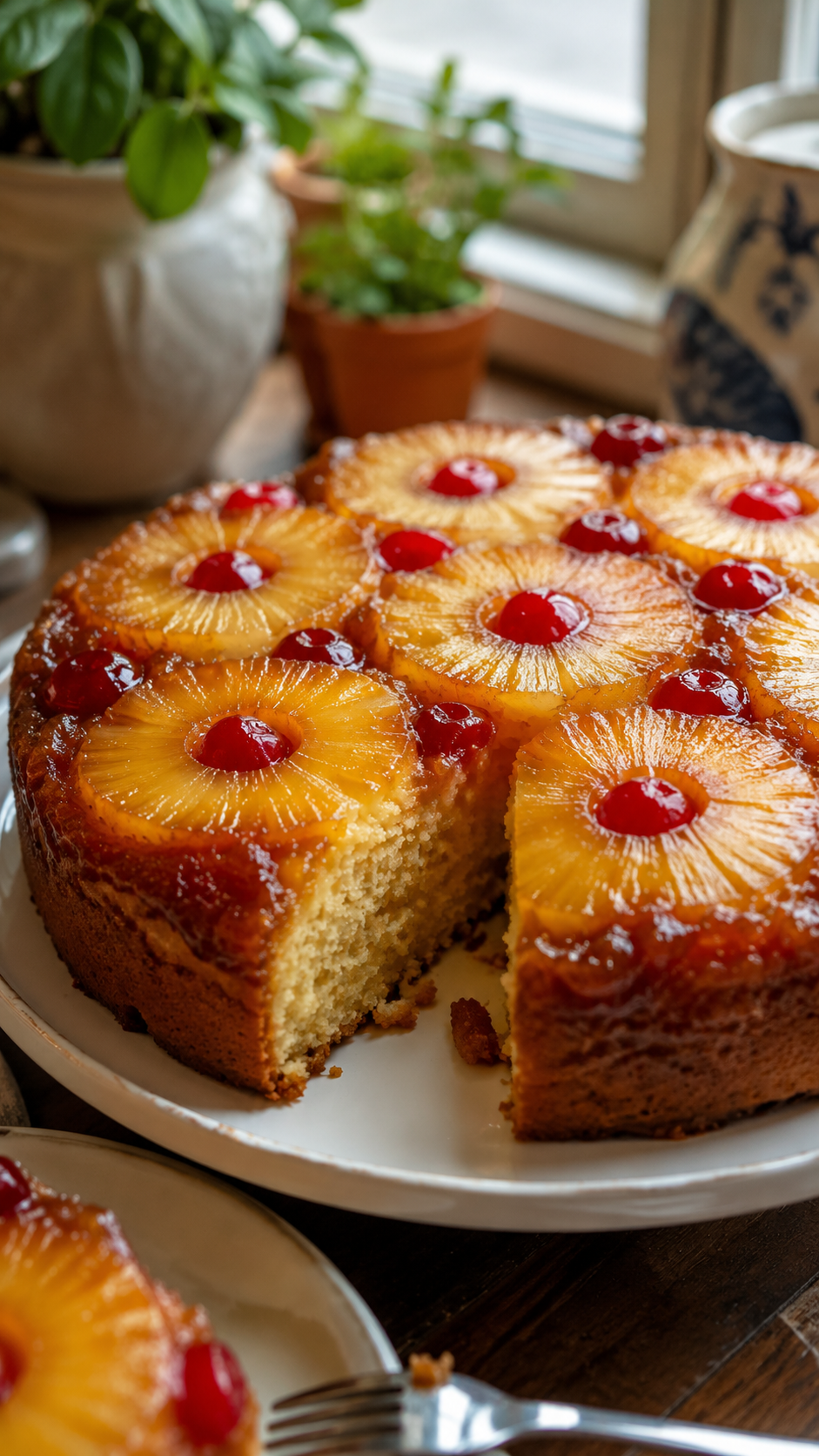 Pineapple Upside Down Cake With Buttery Brown Sugar Caramel!