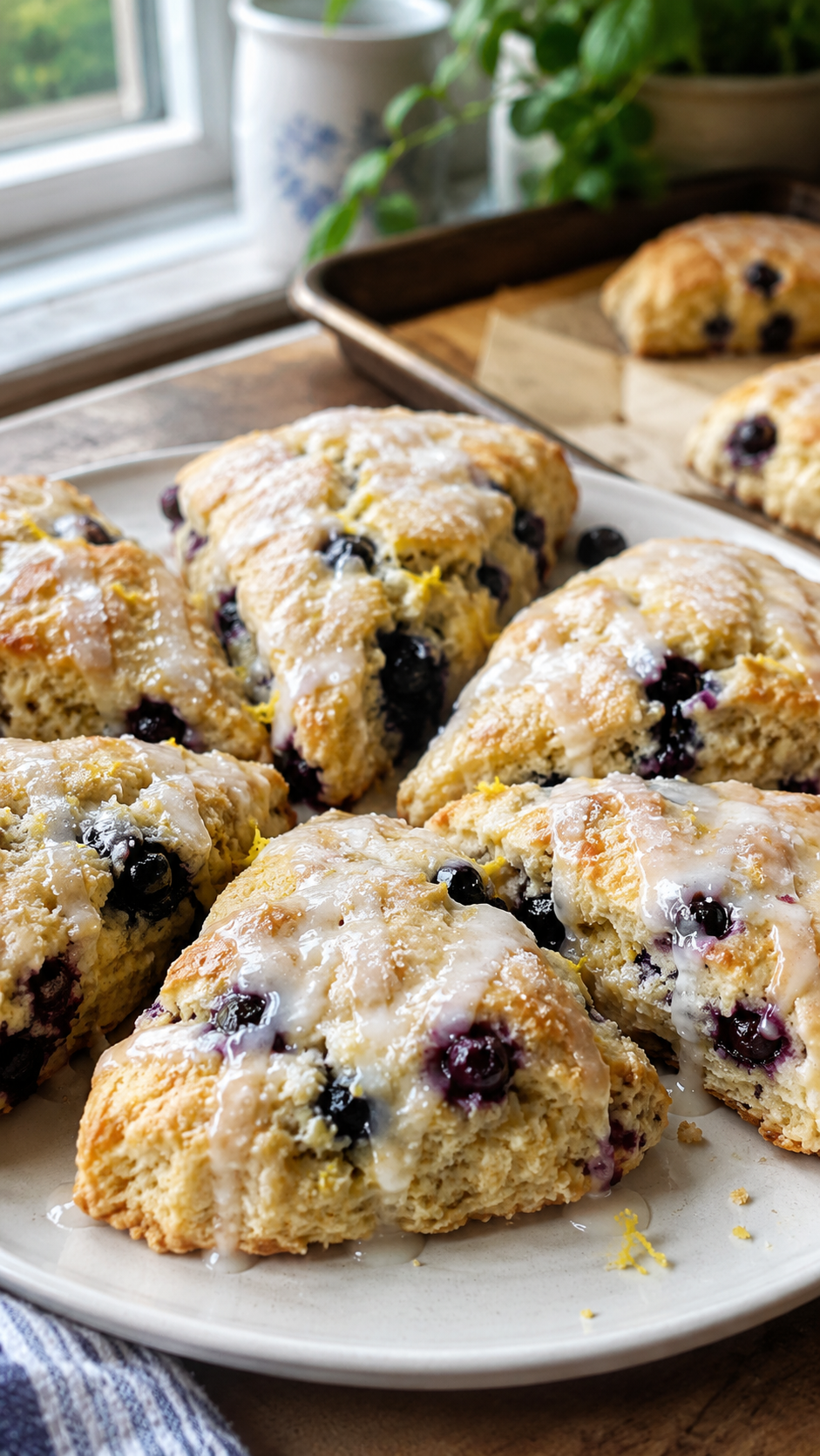 Lemon Blueberry Scones with Fresh Blueberries and Lemon Glaze!!