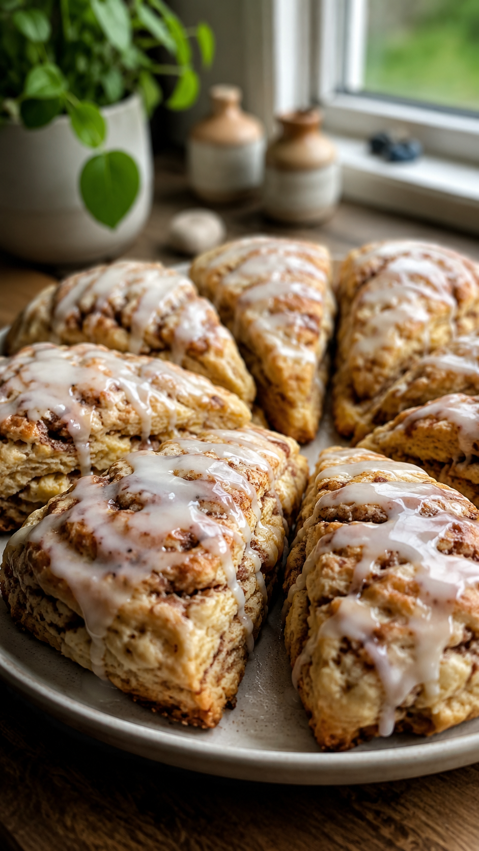 Cinnamon Roll Scones with Cream Cheese Glaze!
