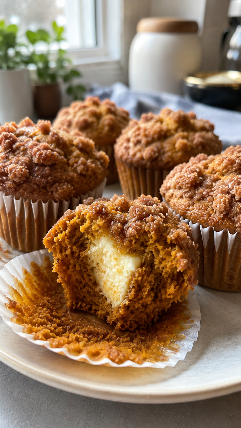 Pumpkin Cream Cheese Muffins Recipe with Cinnamon Streusel!