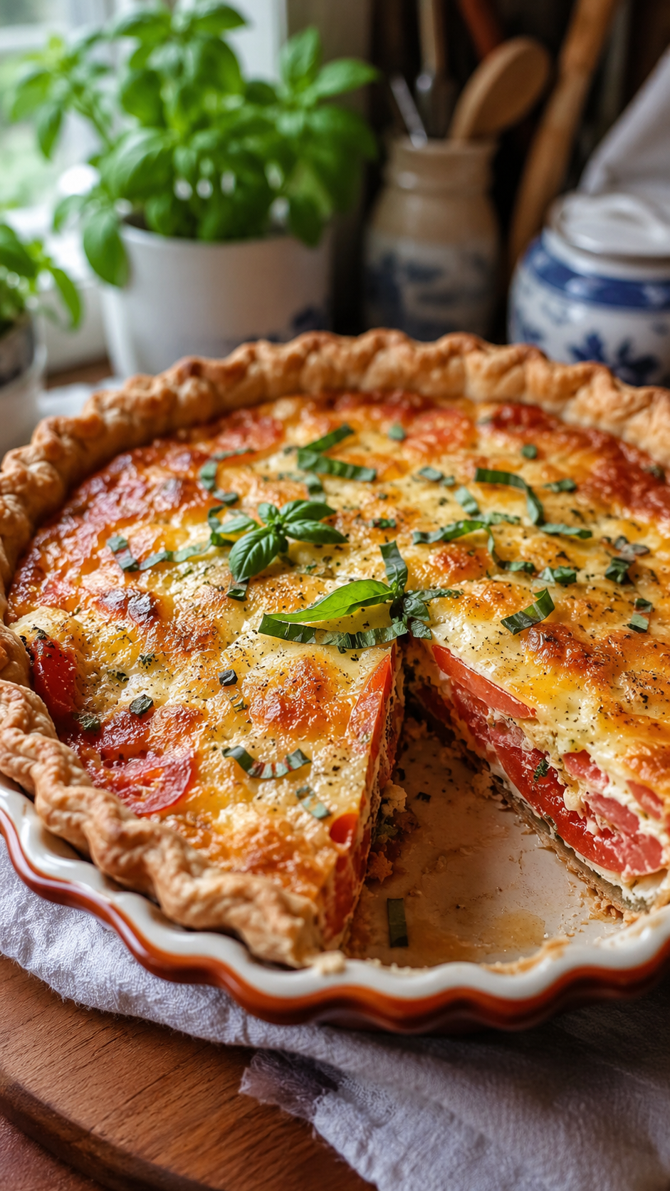 Best Southern Tomato Pie Recipe with Cheddar, Basil and a Flaky Crust!!