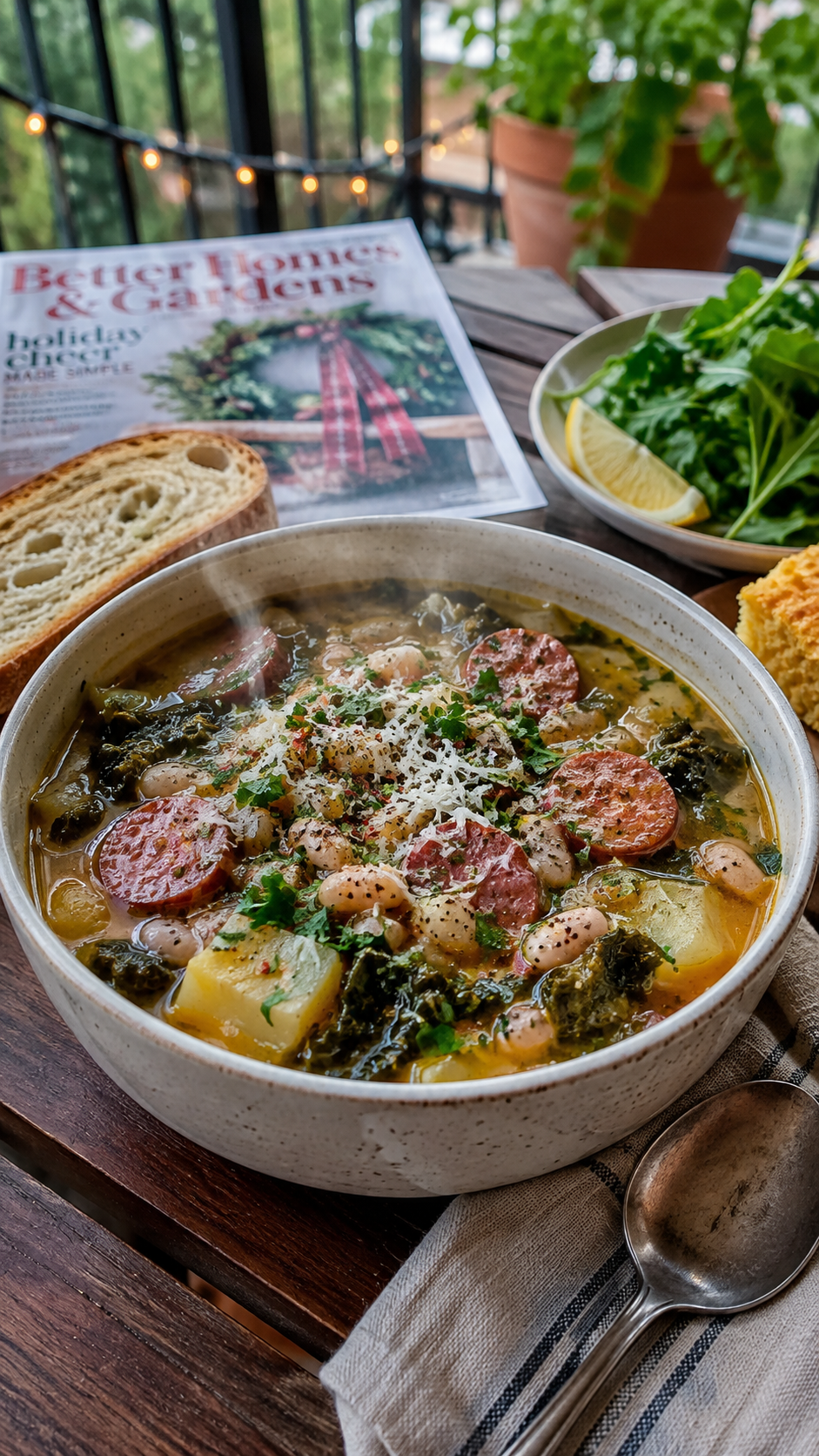 Alton Brown’s Christmas Soup Inspired Recipe with Kielbasa, Kale, Potatoes and Beans!