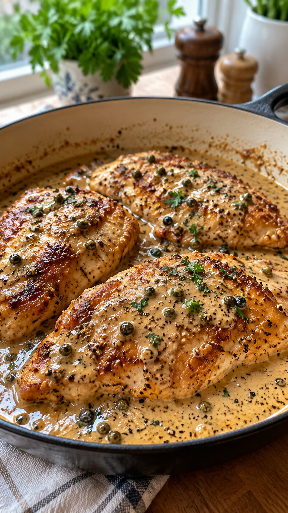 Chicken au Poivre Recipe with Creamy Peppercorn Sauce