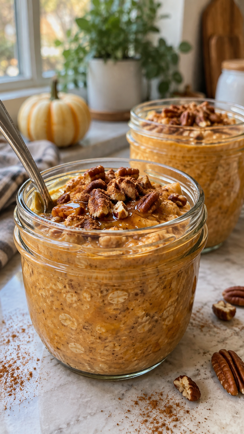 Pumpkin Overnight Oats with Greek Yogurt (Easy & Creamy!)