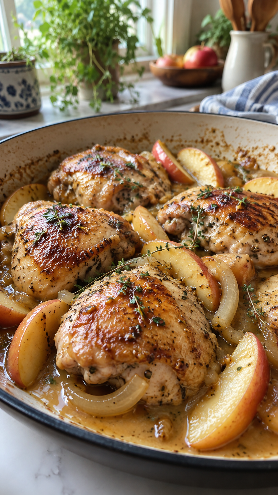 Apple Cider Chicken with Apples and Dijon Pan Sauce