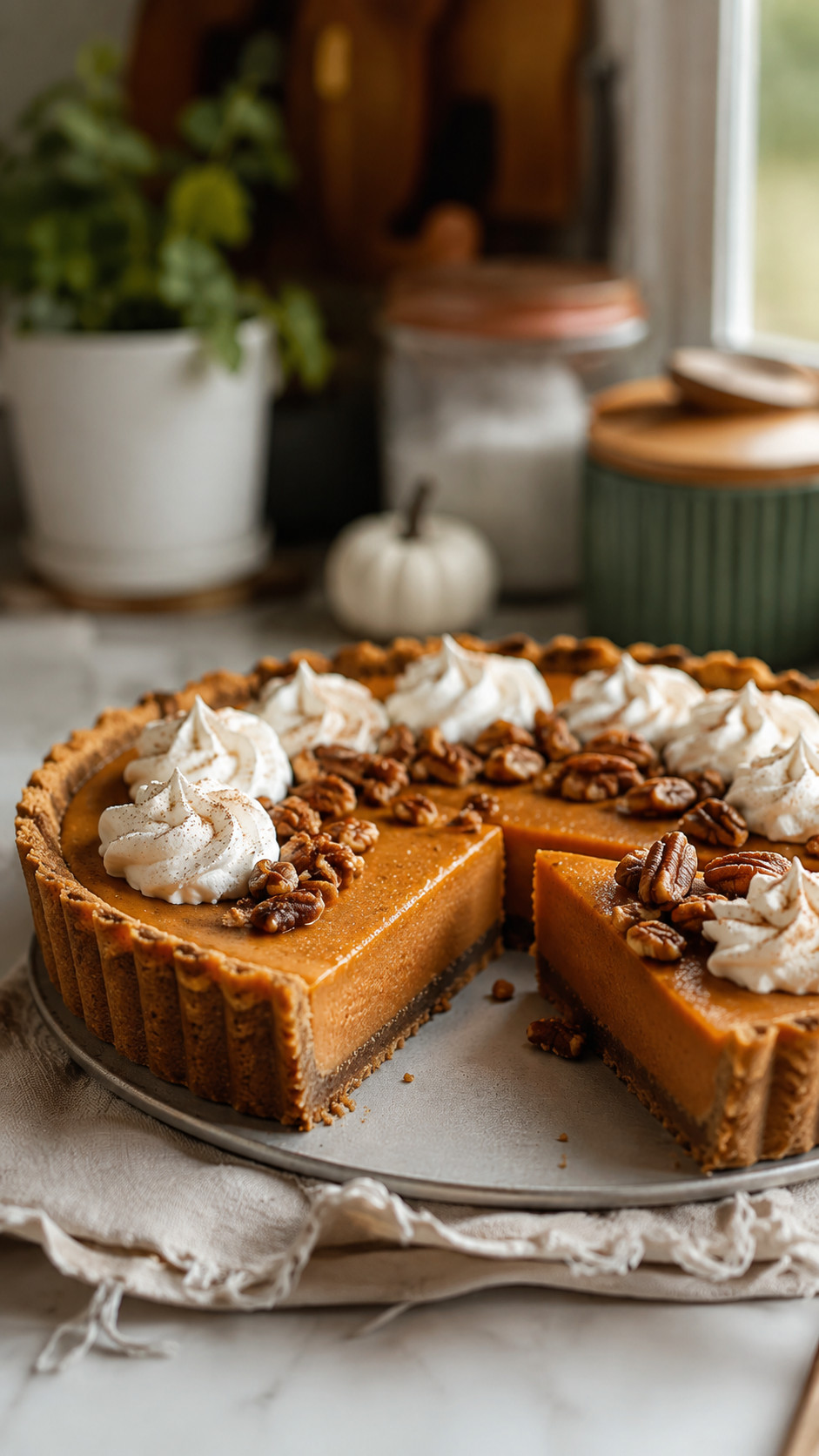 The Most Delicious Pumpkin Cheesecake Tart with Gingersnap Crust!