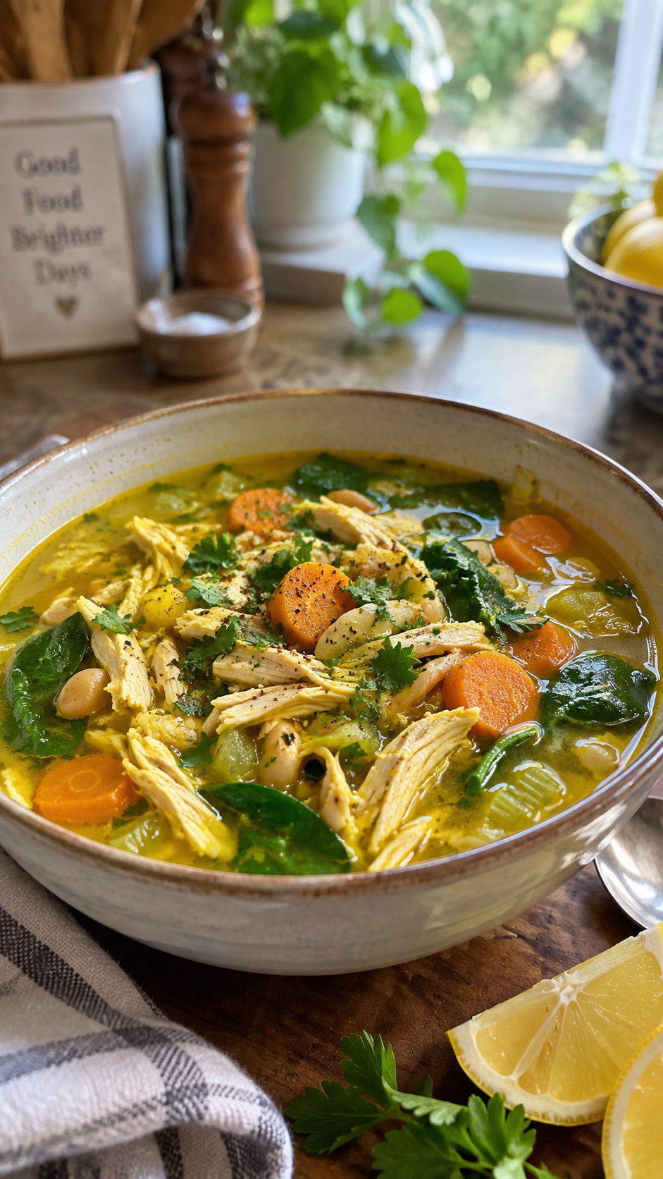Anti-Inflammatory Turmeric Chicken Soup with Ginger and Lemon