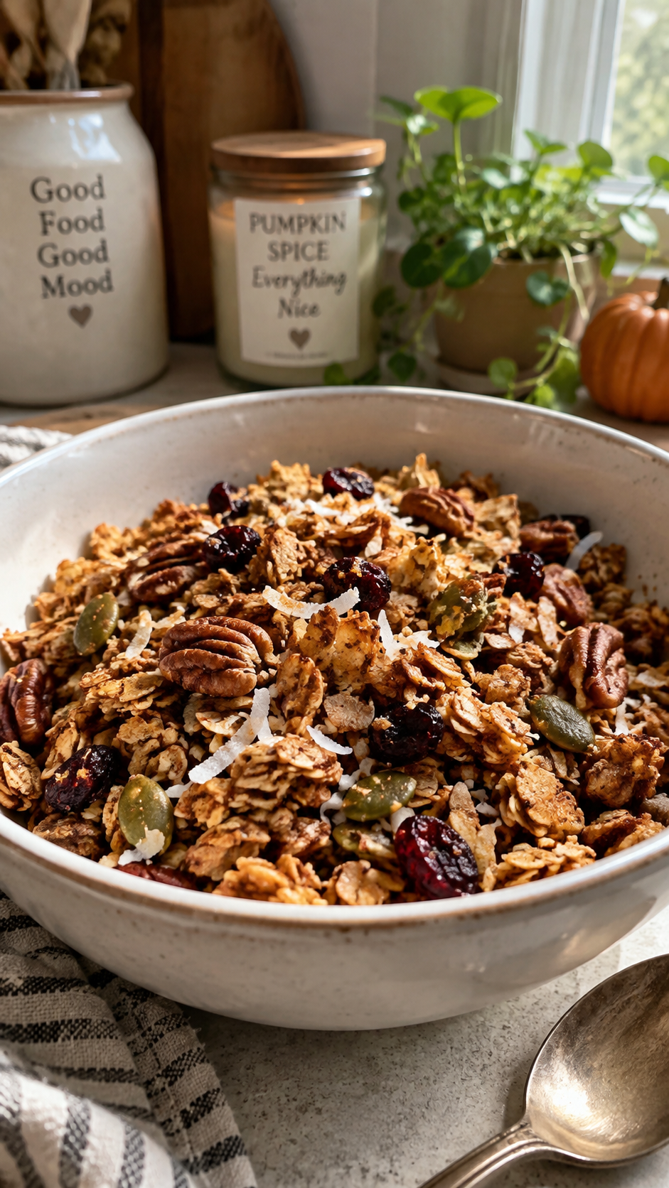 Pumpkin Spice Granola with Pecans and Maple Syrup!