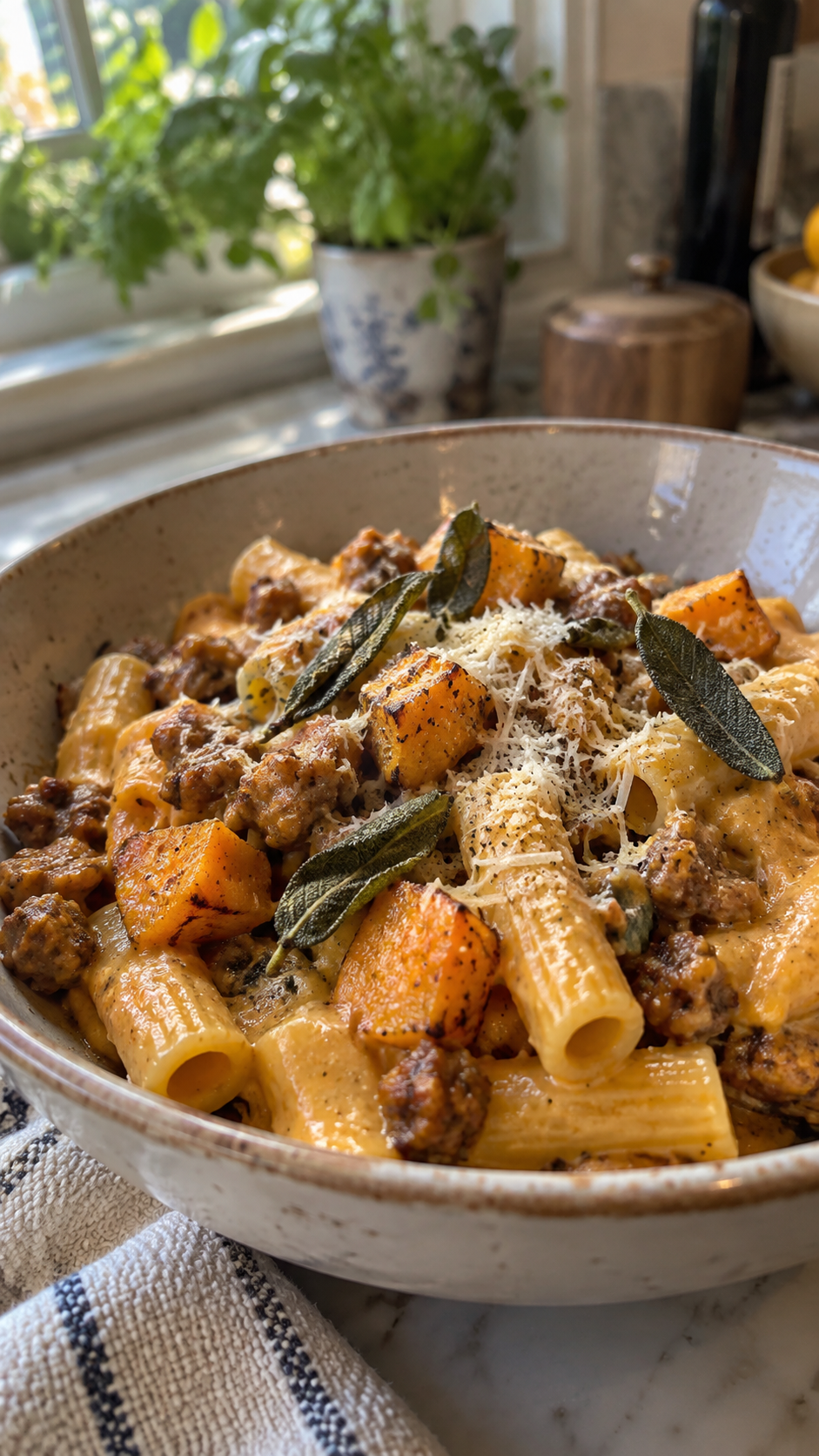 Creamy Sausage and Butternut Squash Pasta with Sage!