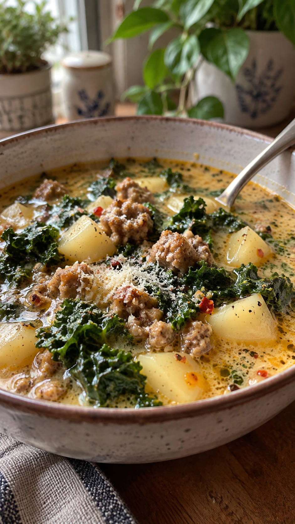 Delicious Sausage, Potato and Kale Soup (One Pot!!)