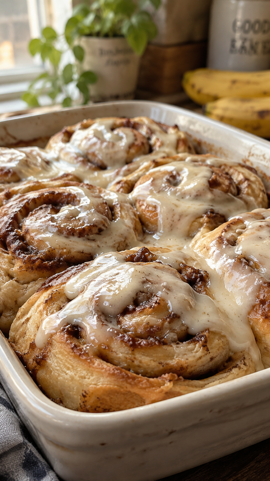 Banana Bread Cinnamon Rolls with Cream Cheese Frosting!