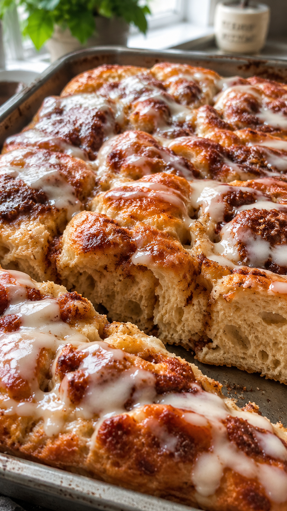Sourdough Cinnamon Roll Focaccia with Cream Cheese Glaze!