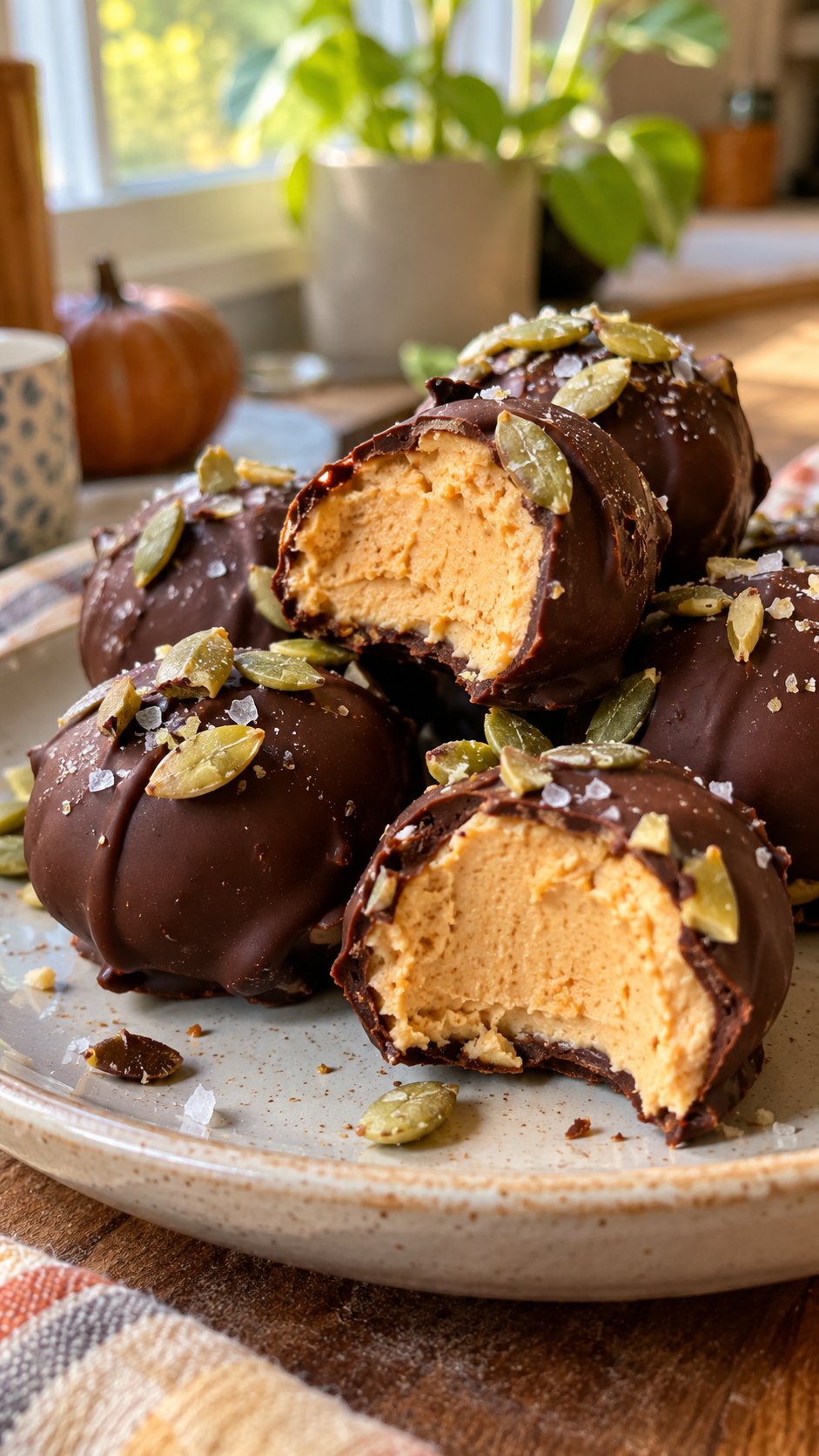 Pumpkin Magic Shell Yogurt Bites with Salted Dark Chocolate!