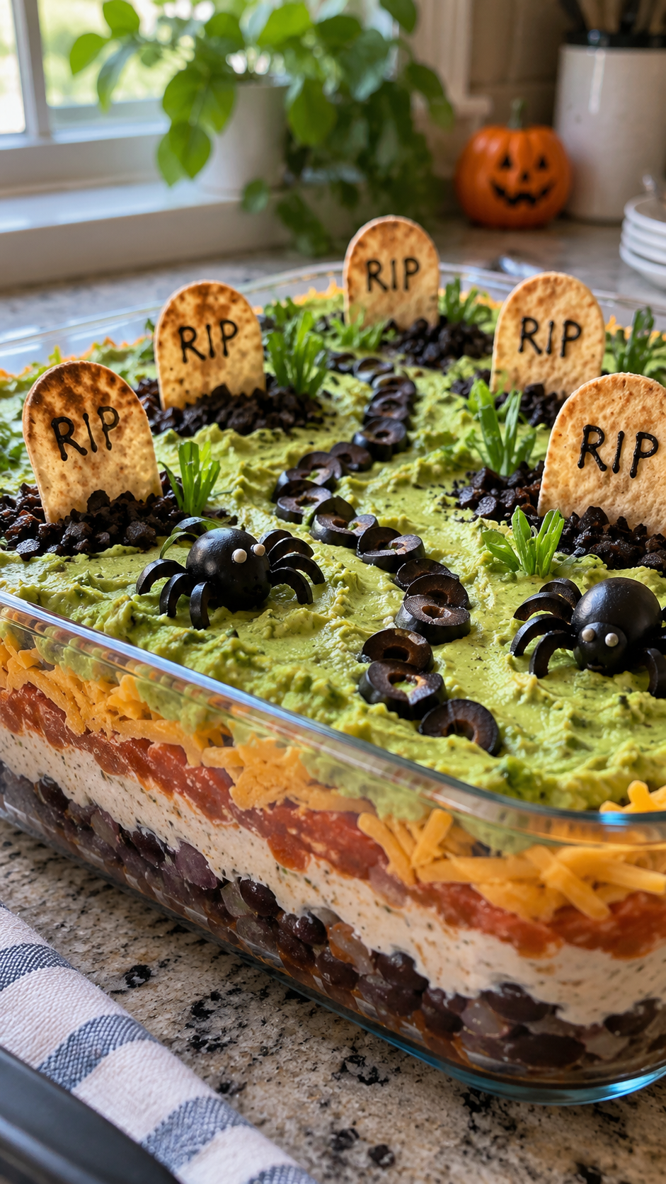 Graveyard Taco Dip: Easy Halloween Party Appetizer!