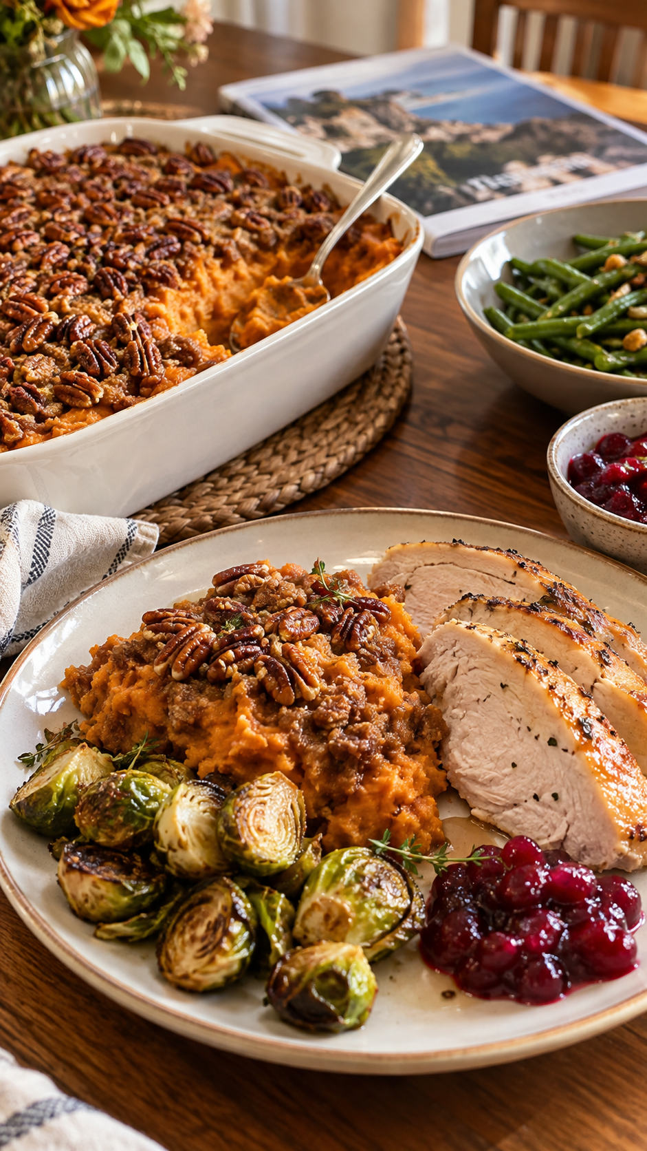 Sweet Potato Casserole with Brown Butter Pecan Topping!!