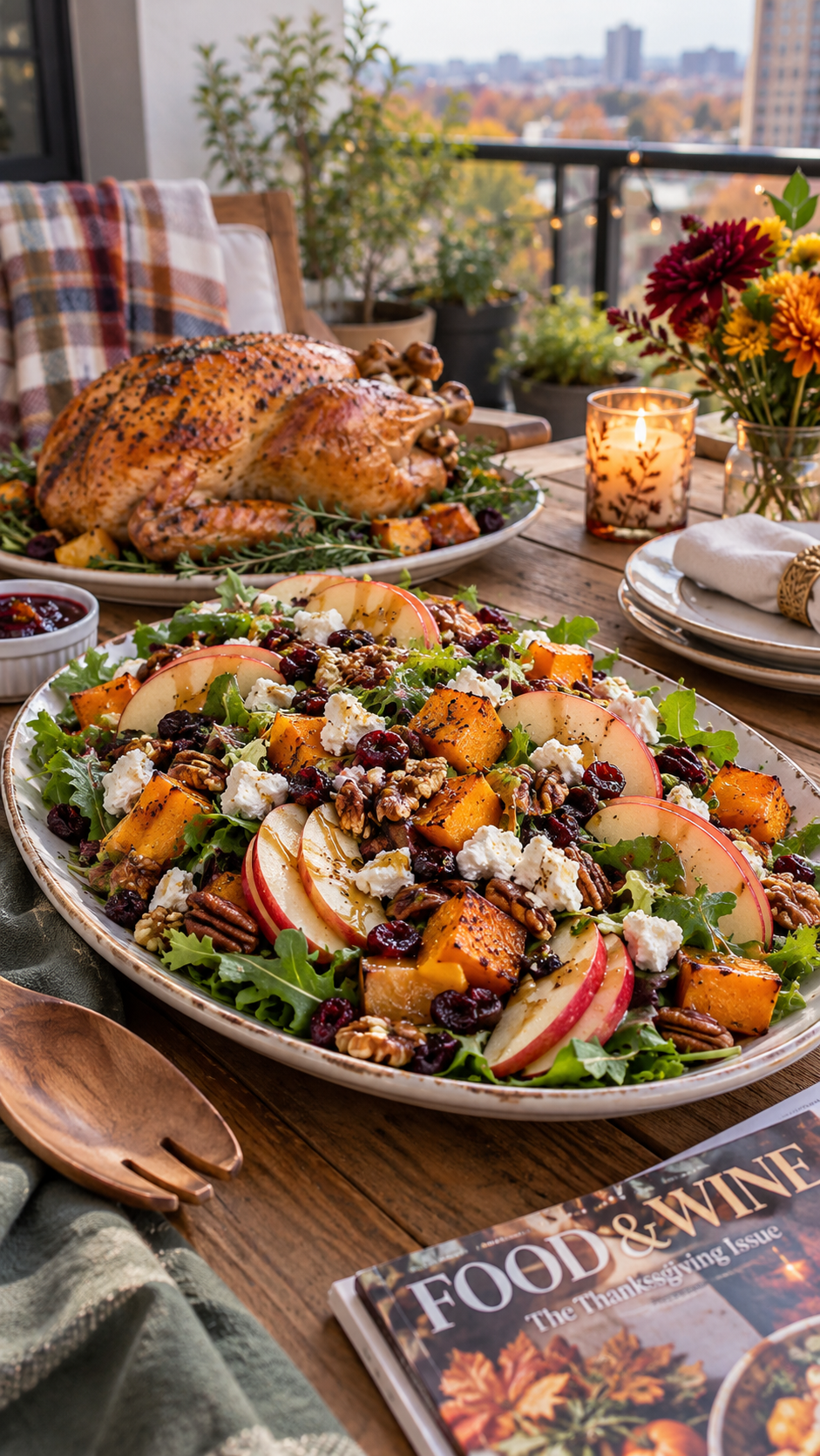 Thanksgiving Salad with Roasted Squash and Cranberry Dressing!!